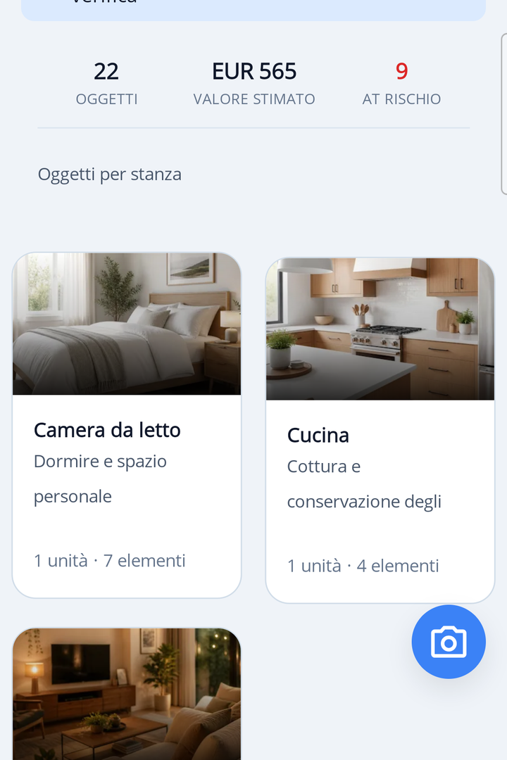 HoardIQ app showing organized home and room list