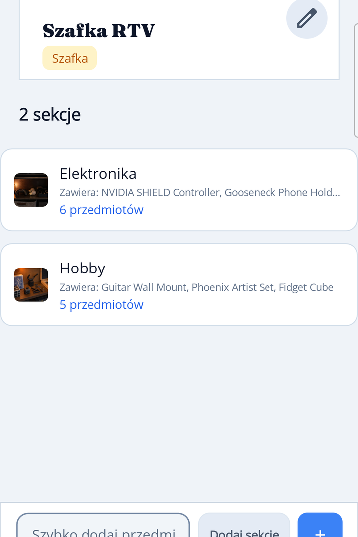 HoardIQ item list inside a storage section